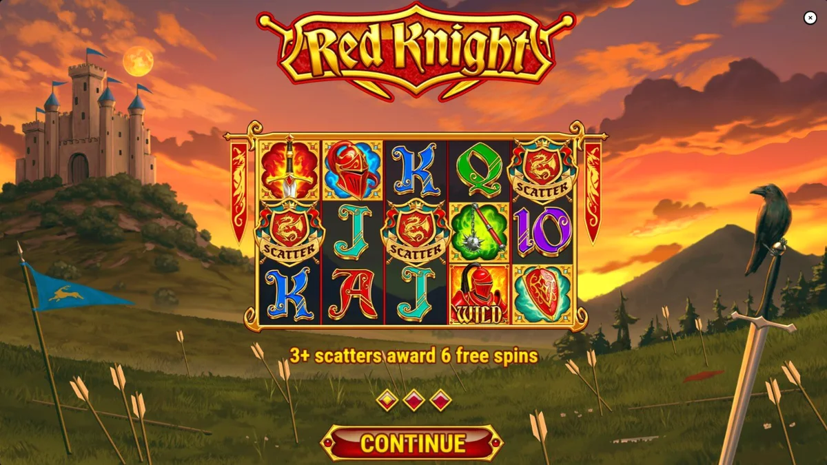 Tampilan visual slot Red Knight dengan tema ksatria abad pertengahan yang intens