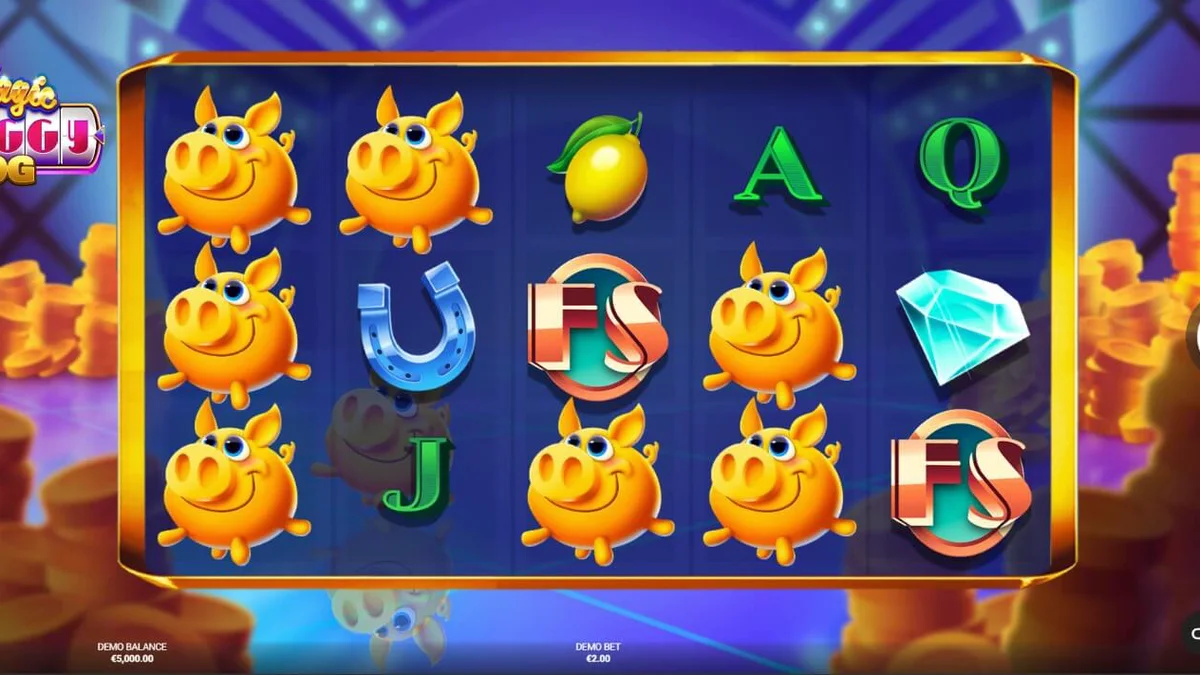 Tampilan visual studio game-show dalam slot Magic Piggy OG